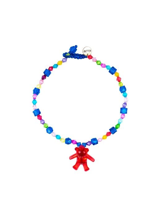 Tillie Beads Blue Bear Bling Bead Pendant Necklace