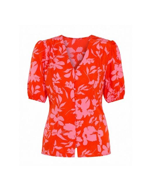 Girl In Mind Red Mabel & Floral Blouse