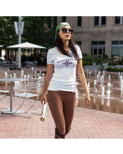 Champagne & Horses White Statement Tee