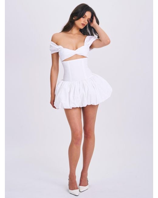 Miss Circle New York White Umika Bubble Hem Mini Dress