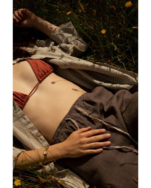 Solpardus Brown Atti Umber Linen Trousers