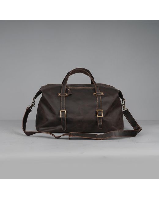 Touri Black Large Leather Weekender for men