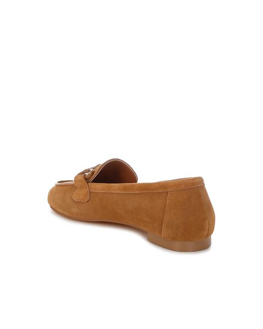 Rag & Co Brown Awen Monochromatic Horsebit Real Suede Loafers