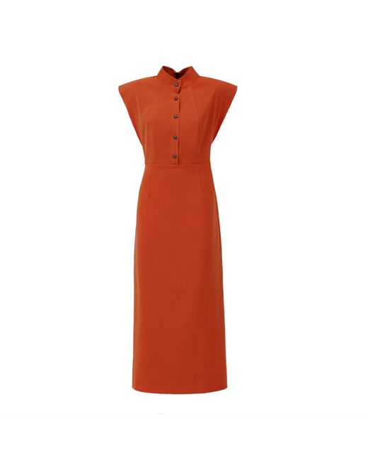Julia Allert Red Fitted Sheath Dress With Shoulder Pads