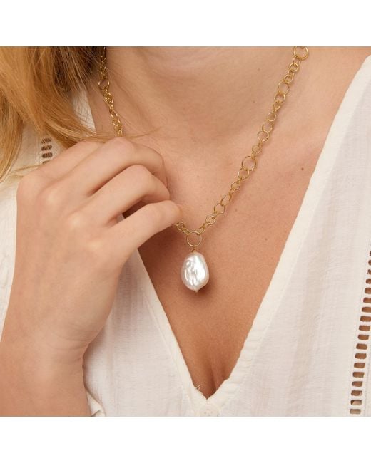 Pearls of the Orient Online Metallic Decus Keishi Pearl Drop Necklace On Chunky Chain