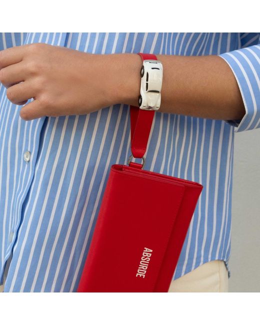 Absurde Red Parking Leather Bifold Wallet With Car