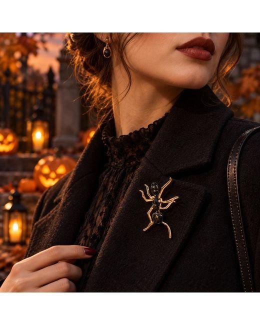 By Ozge Black Midnight Colony Enamel & -Tone Ant Statement Brooch