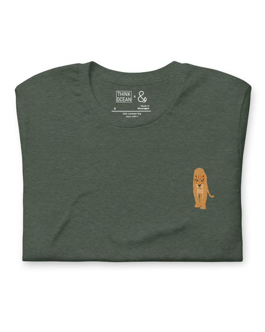 Anchor and Crew Green Heather Forest Think Ocean Leopard Aspirations Cotton Embroidered T-Shirt