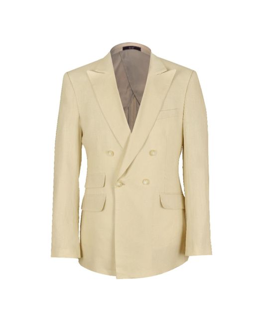 DAVID WEJ Natural Neutrals Hugo Linen Double Breasted Suit for men