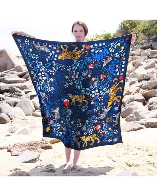 Jessie Zhao New York Blue Double Sided Wool Silk Shawl Of Amazon Rainforest Journey