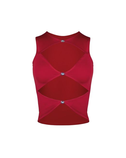 OW Collection Red Chiara Cut Out Sleeveless Top