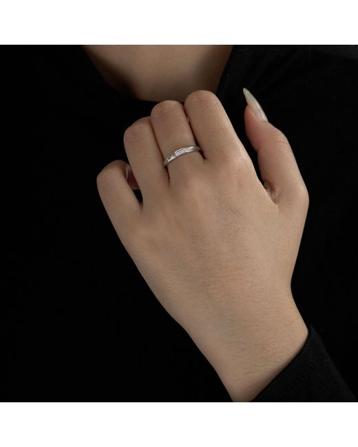 Diamonbliss White Marilyn Monroe Solo Baguette Dainty Stackable Ring
