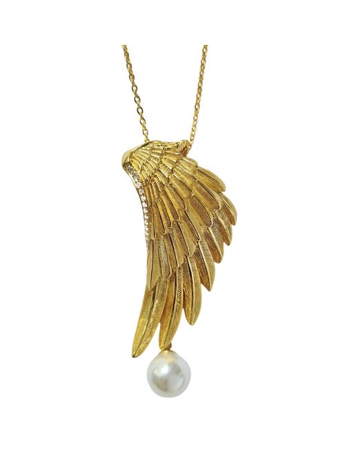 Janus Edinburgh Metallic Alata Large Guardian Angel Wing Vermeil Necklace