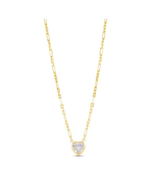 SHYMI Metallic Bezel Heart Thin Paperclip Necklace