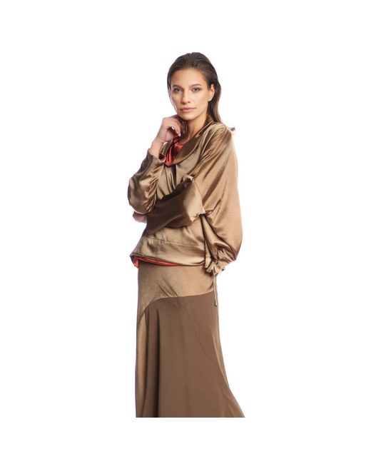 Silvia Serban Green Reversible Satin Blouse Kaki & Burgundy