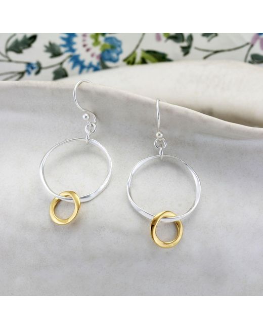 Isla Silver Metallic Handmade Two Tone & Loop Earrings