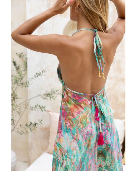 Sophia Alexia Blue Liquid Silk Ibiza Dress