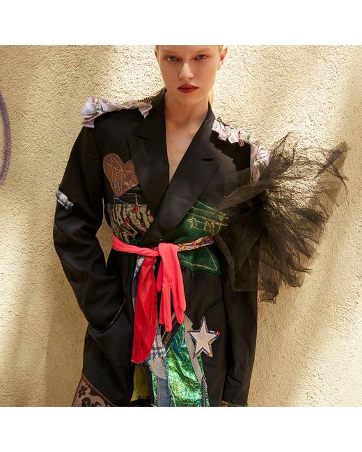 Miro Misljen Black Avant-Garde Patchwork Blazer – Upcycled Art Jacket