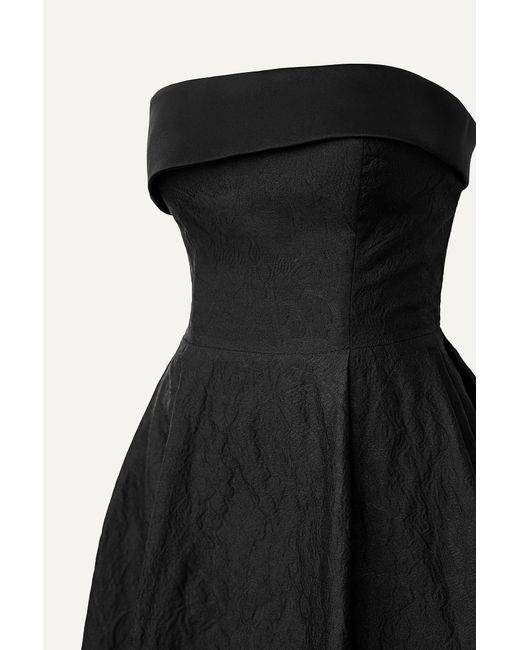 POST MERIDIEM Black Jacquard Midi Dress With Turn-Up