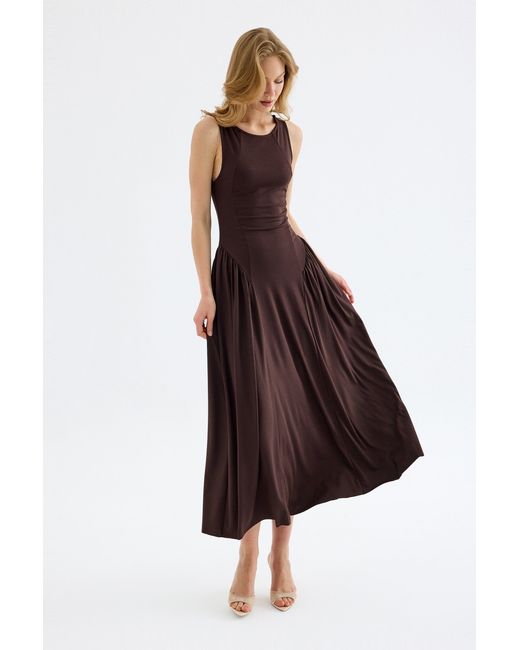 Monlicia Brown Elaris Viscose Bodycon Maxi Dress
