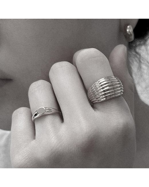 Cote Cache White Petite Round Pinky Signet Ring