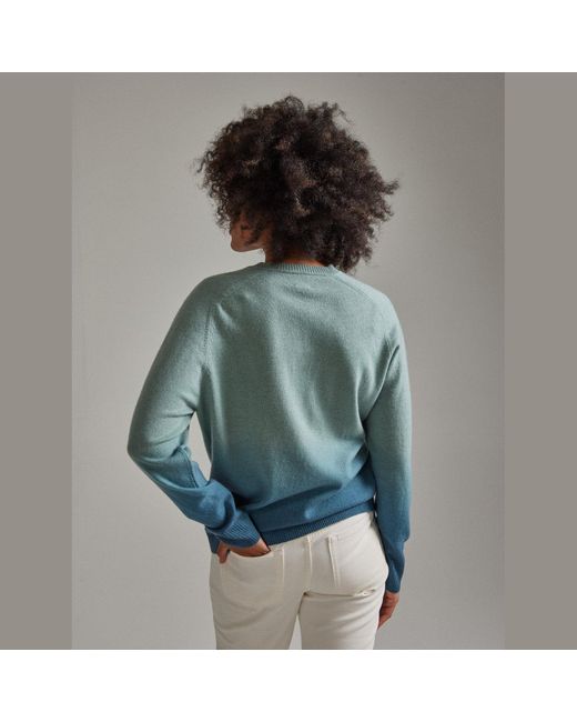 Salts Cashmere Green Ombre Split Crew Neck Sweater