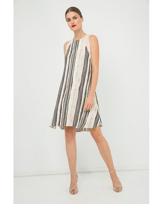 Conquista White Summer Striped A Line Dress