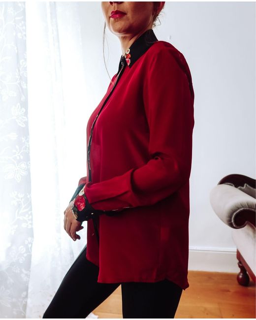 Sophie Cameron Davies Red Burgundy Classic Silk Shirt