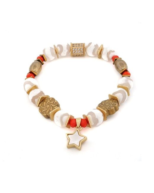 Ebru Jewelry Metallic Radiant Harmony Star Beaded Bracelet