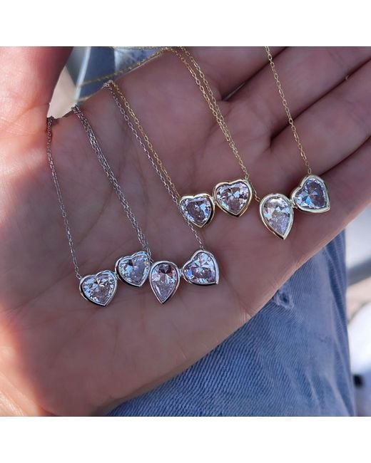 SHYMI Metallic Two Stone Bezel-Set Necklace