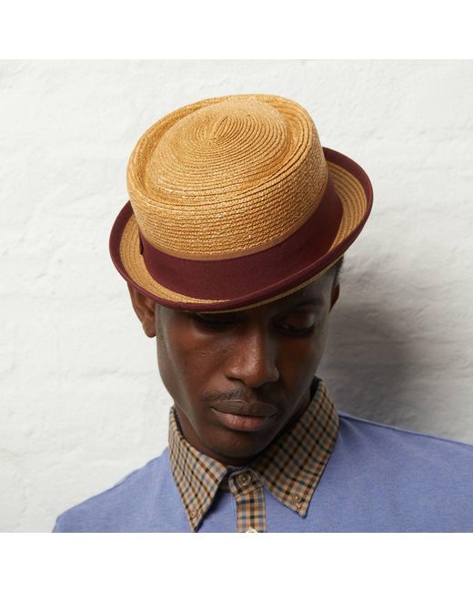 Dasmarca Hats Brown Dasmarca Oscar Summer Telescope Crown Lightweight Wheat Grass Breathable Mod Porkpie Hat for men