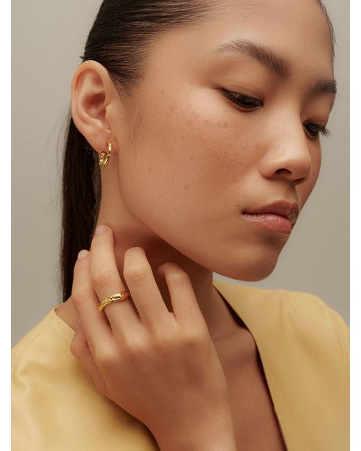 EVA REMENYI Metallic Talisman Small Hoop Earrings 14K