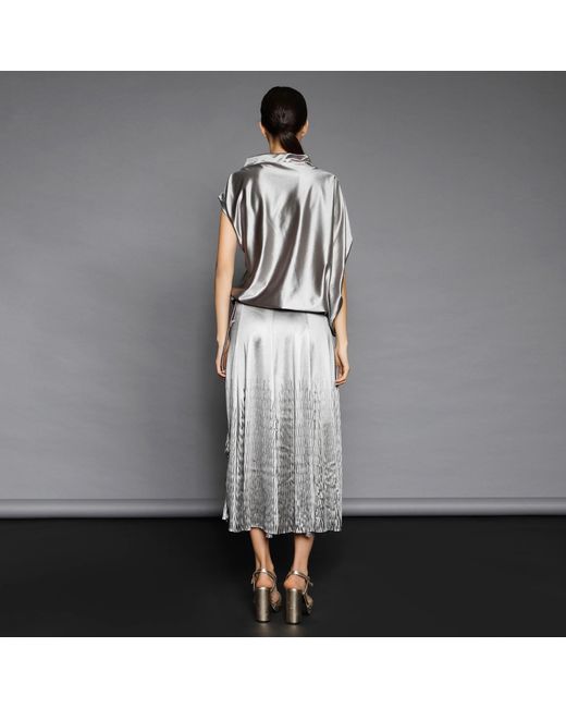 Silvia Serban Purple Asymmetric Oversized Blouse With Pleated Collar