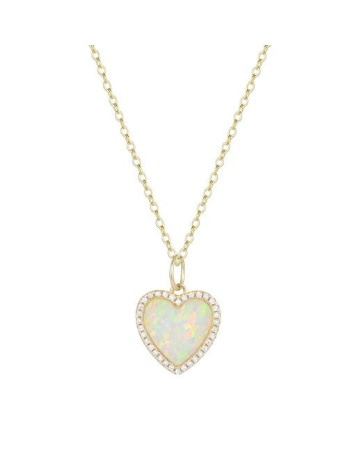 KAMARIA Blue Opal Heart Necklace With Crystals