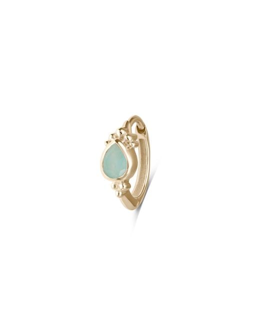 Zohreh Metallic Amazonite Boho Huggie Hoop Earring 9K