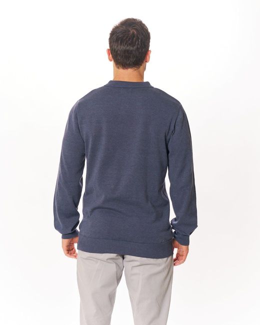 Vustra Blue Horizon Premium Sweater Knit Long Sleeve Polo for men