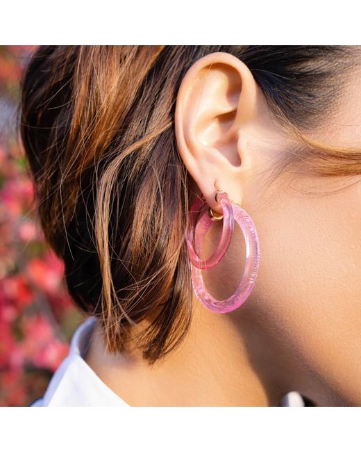 Gold & Honey Multicolor Instyle Hoops In Clear