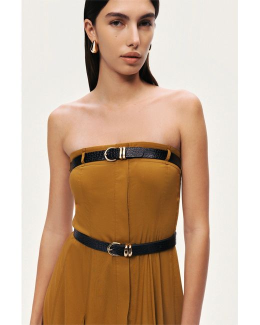 Nocturne Natural Strapless Double Belted Midi Dress