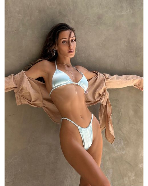 Decolet the label Blue Gia Satin Bikini Bottoms