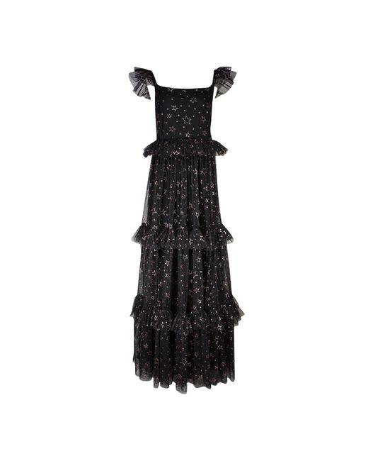 Jennafer Grace Black Midnight Sky Tulle Maxi Dress