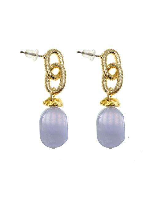 Farra Metallic Lace Agate Chain Simple Earrings