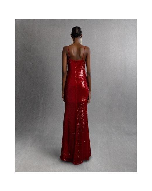 Aisl Red Sequin Plunge Gown