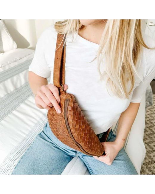 Hides Leather Co. Brown Nexus Woven Leather Belt Bag, Handmade Minimal Saddle Waist Purse