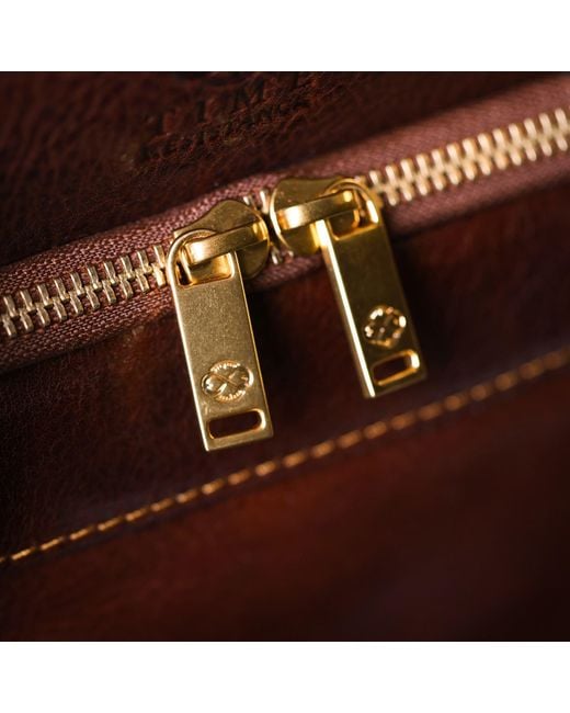 Time Resistance Brown Leather Briefcase Laptop Bag