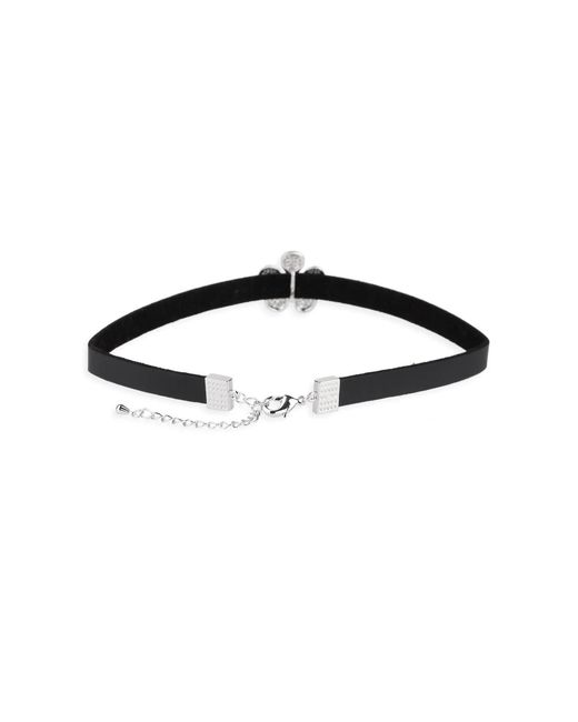 Saachi Black Dainty Crystal Flower Charm Choker Necklace