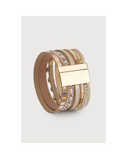Saachi Metallic Quad Heart Leather Bracelet