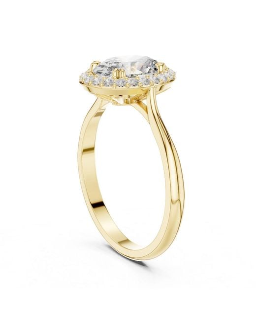 Aya Fine Jewelry Metallic Oval Solitaire Lab Diamond Halo Ring – Timeless Bridal Ring