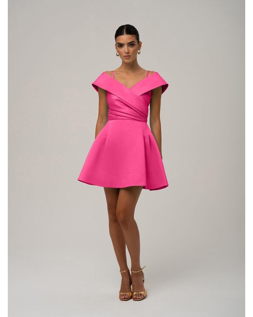 Tia Dorraine Pink Easy To Love Flared Satin Mini Dress Hot