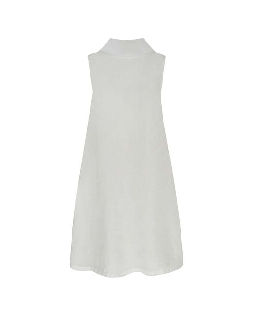 Haris Cotton White Midi Linen Cami Dress With Back Tie