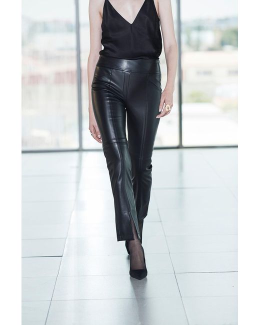 The Extreme Collection Black Berenice Jet Faux Leather Trousers